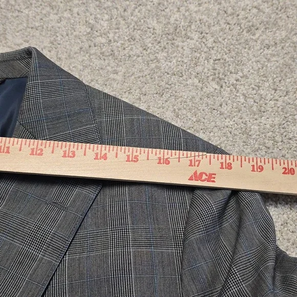 Bonobos Athletic Fit Sport Coat 38L Gray Blue Glen Plaid Blazer Marzotto Italian